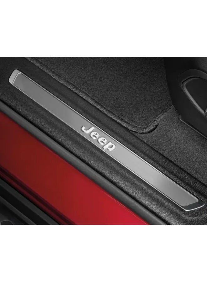 جيب موبار - عتب الأبواب داخلي استانلس ستيل بشعار جيب للأبواب الأمامية لجيب جراند شيروكي W4 (2024: حتى الآن) - Image 1